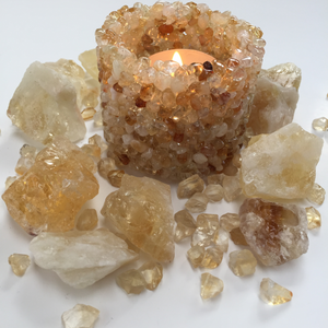 Citrine Chip Tealight Candle Holder for Manifestation