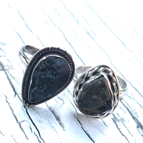 Tektite Sterling Silver Ring