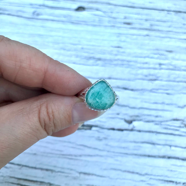 Amazonite Sterling Silver Ring for Communication