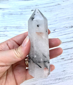 Tourmalinated Quartz Point