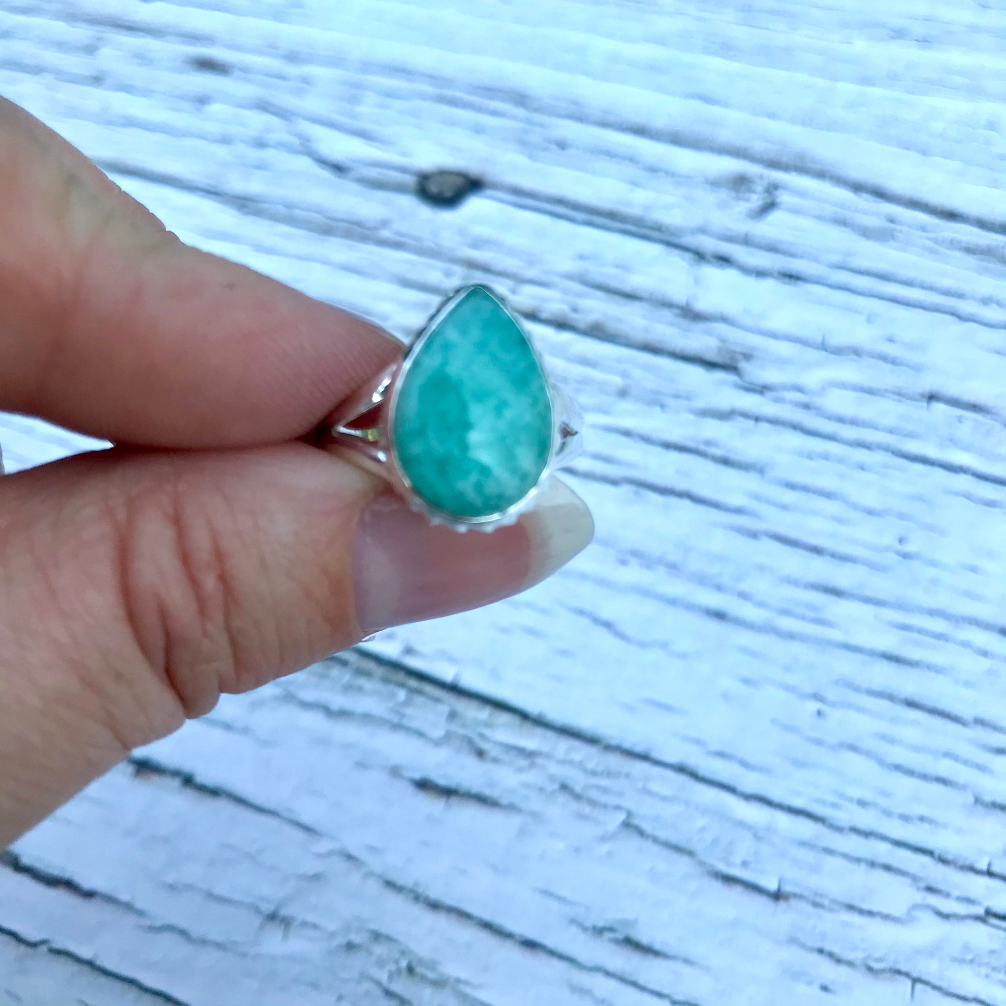 Amazonite Sterling Silver Ring for Communication