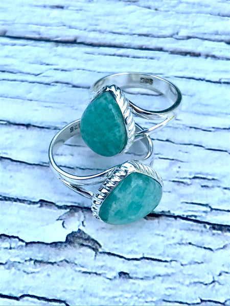 Amazonite Sterling Silver Ring for Communication