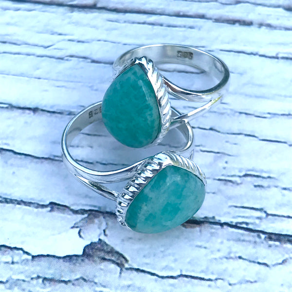 Amazonite Sterling Silver Ring for Communication