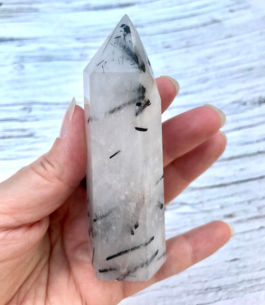 Tourmalinated Quartz Point