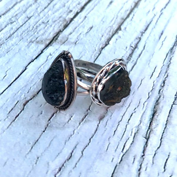 Tektite Sterling Silver Ring