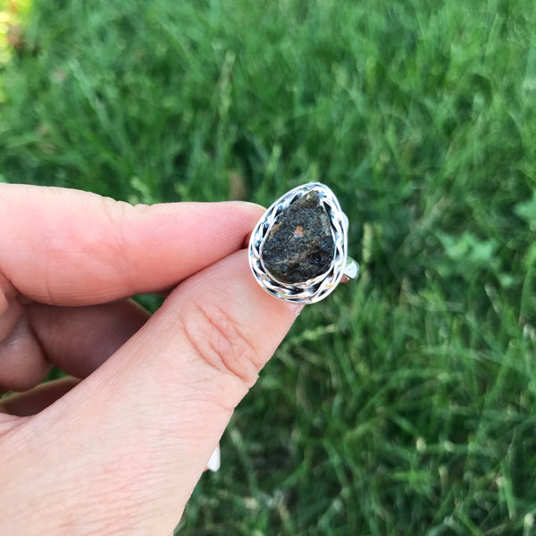 Tektite Sterling Silver Ring