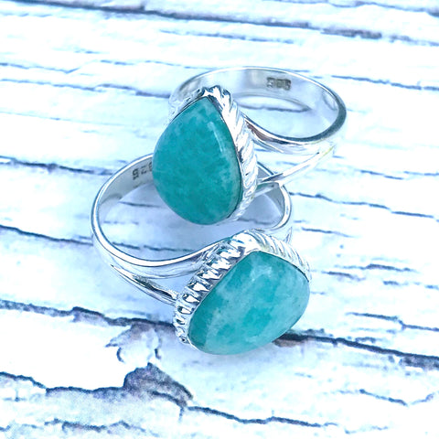 Amazonite Sterling Silver Ring for Communication