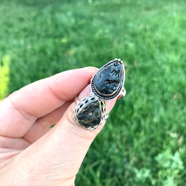 Tektite Sterling Silver Ring